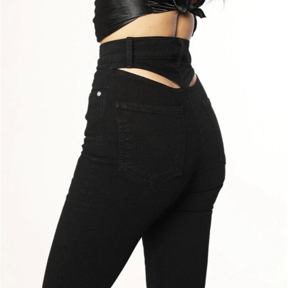 REVICE Denim Avalon Flare Jeans Size 23 High Rise Cut Out Raw Hem Black - Picture 3 of 15